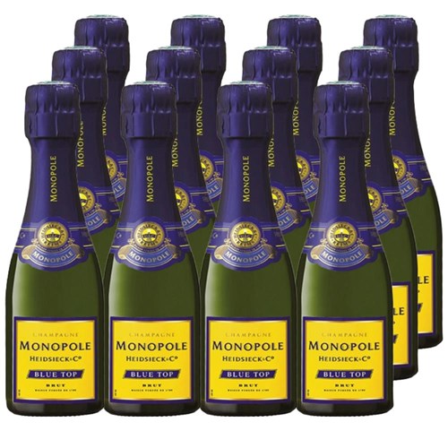 Case of 12 Bottles of Mini Monopole Heidsieck Co. Blue Top Brut 20cl – Ideal for Parties or Giveaways